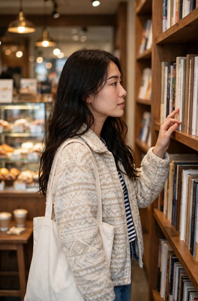 秋冬の買い物の基準は「日本に帰っても着られるかどうか」。